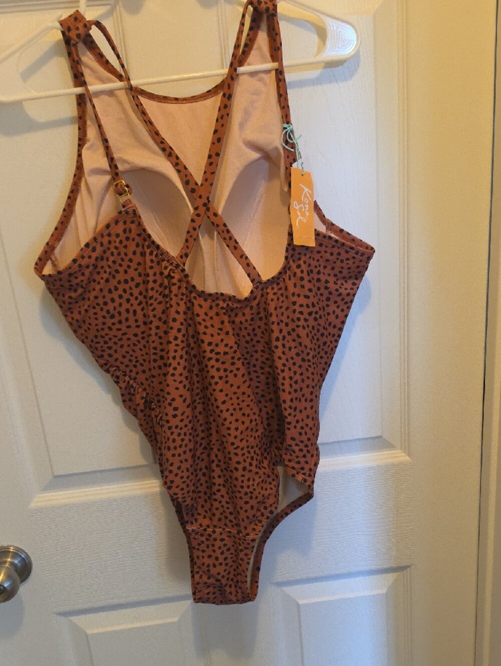 Kona Sol Rust Brown One-Piece with Black Dot Print - Picture 3 of 7